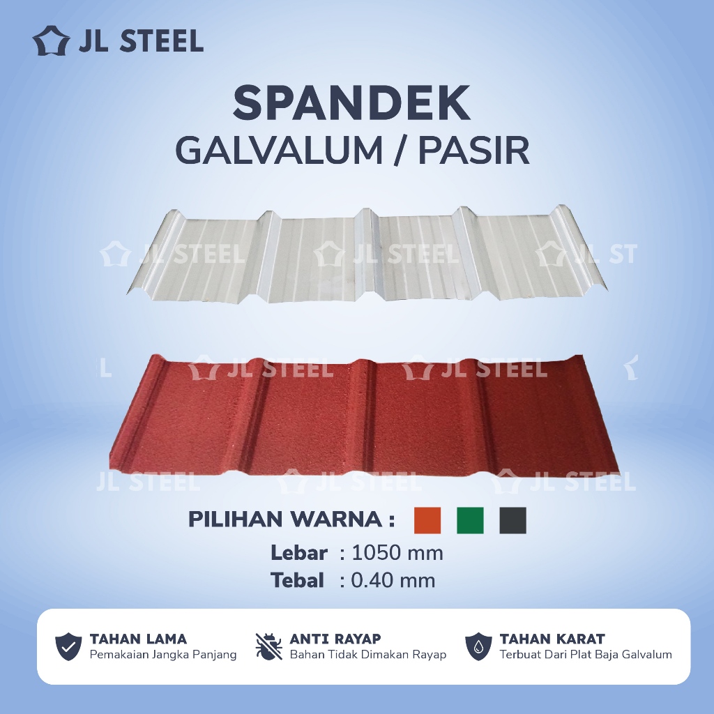 JLSTEEL Atap Spandek Polos / Pasir 0.40 mm