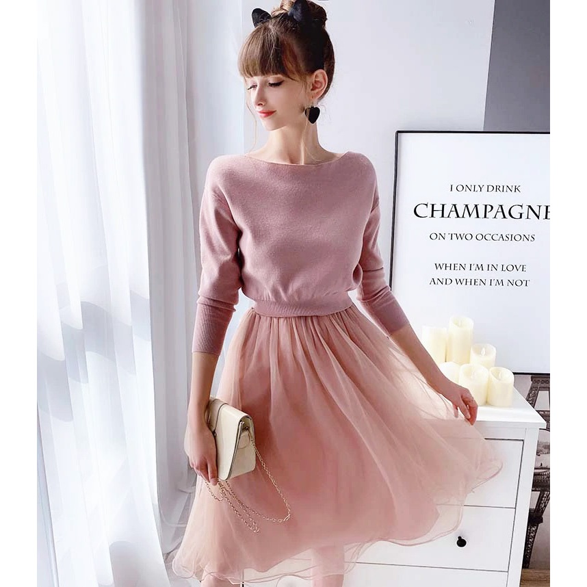 Midi dress party pesta tutu rok PREMIUM wanita import korea