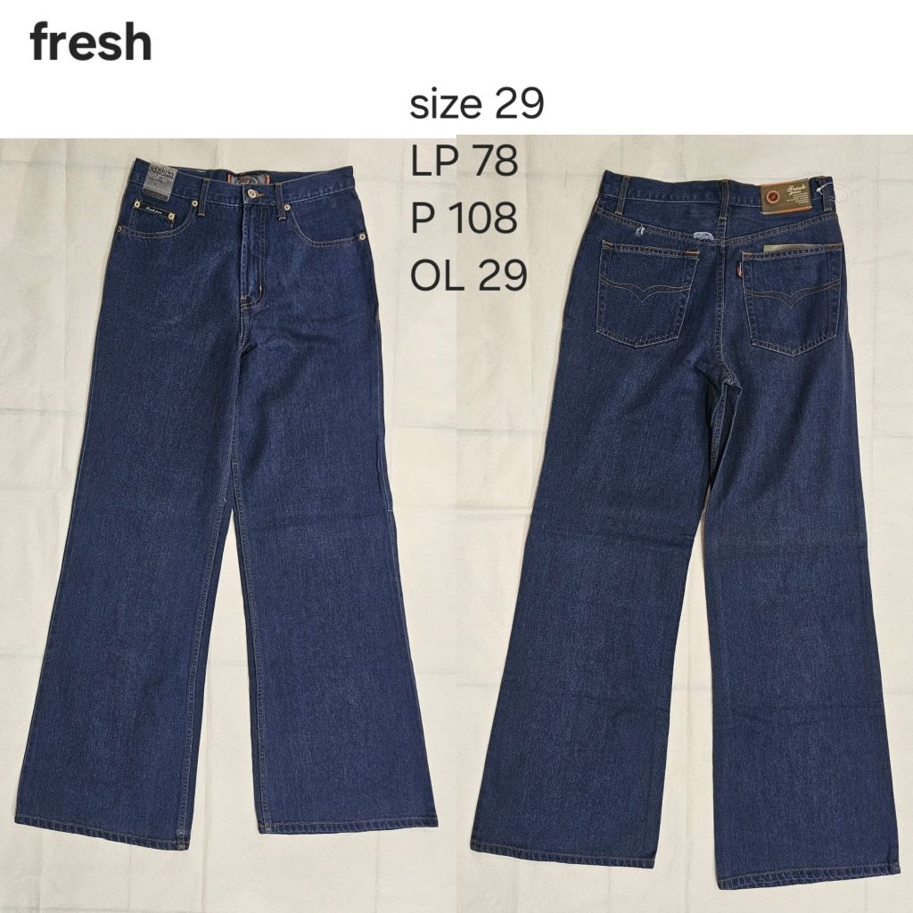 celana panjang jeans denim pria cowo borju baggy wide leg straight pants defect