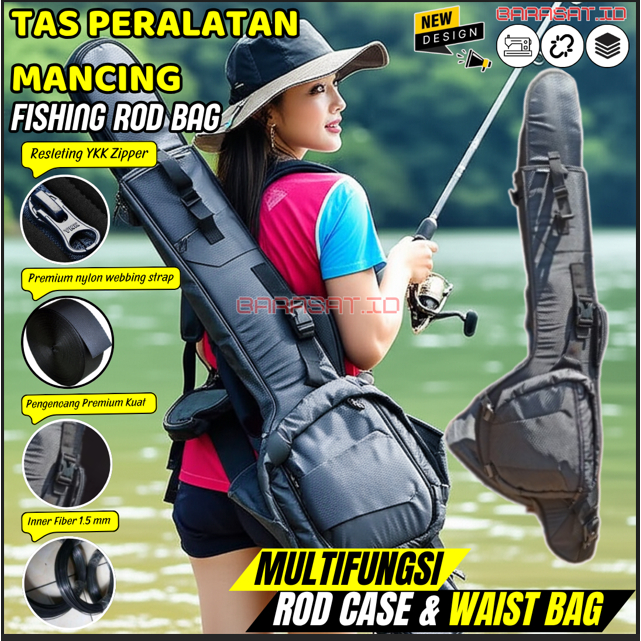 Tas Peralatan Mancing Rod Bag Pancing Tegek Jinjing Slempang Bahan Tebal Kuat Multifungsi Premium