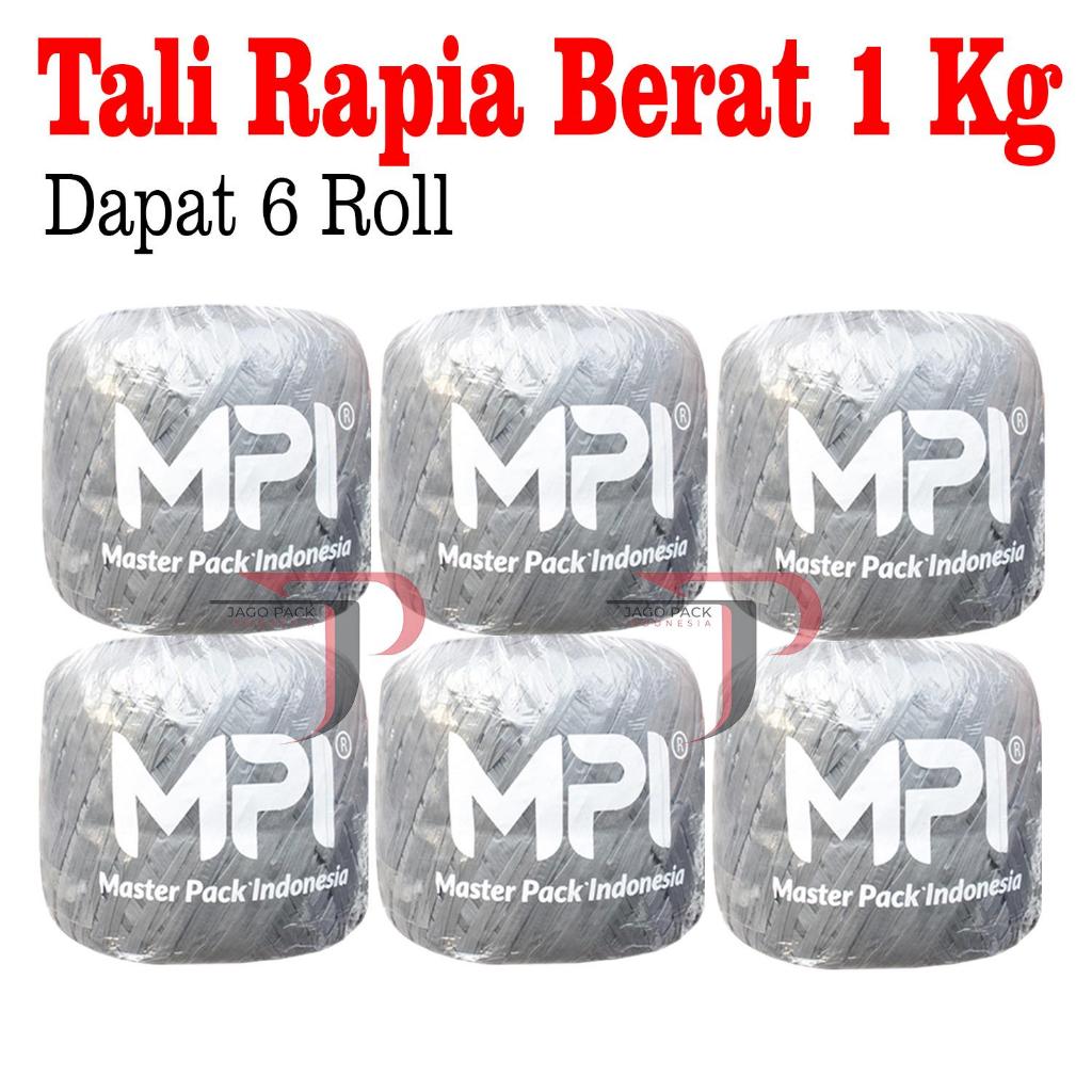 

6 ROLL - Tali Rafia Abu Abu 1 Kg Full - Tali Plastik MPI - Tali Rapia Warna Abu