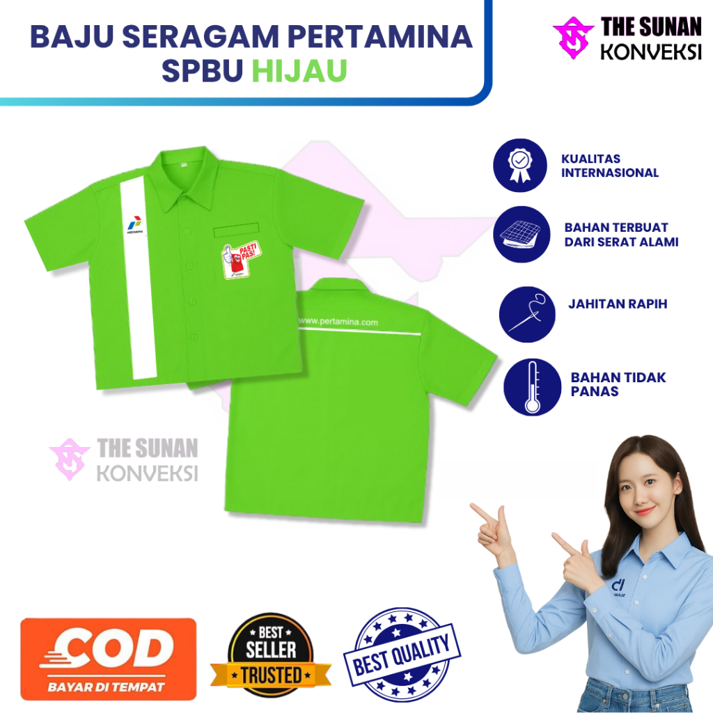Baju Pertamina Hijau | Baju Spbu | Seragam Spbu Hijau | Seragam Pertamina