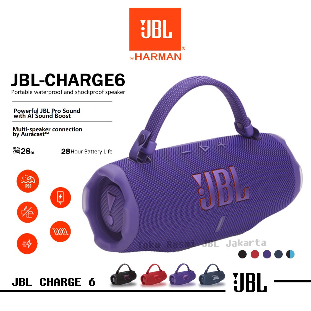 PROMO TERBARU HOT PRODUCT NEW ASLI JBL CHARGE 6 PORTABLE BLUETOOTH SPEAKER IP68 WATERPROOF AND USB