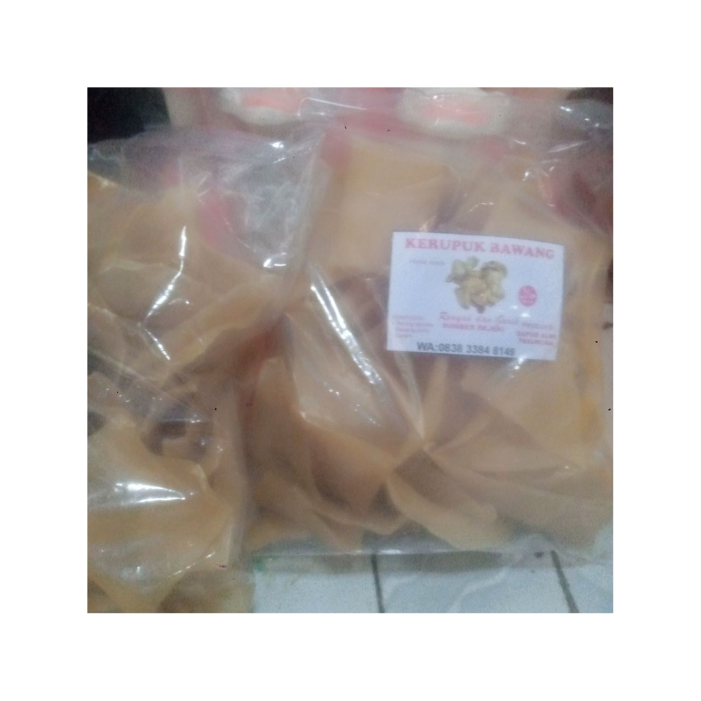 

kerupuk bawang mentah kemasan 200 gram