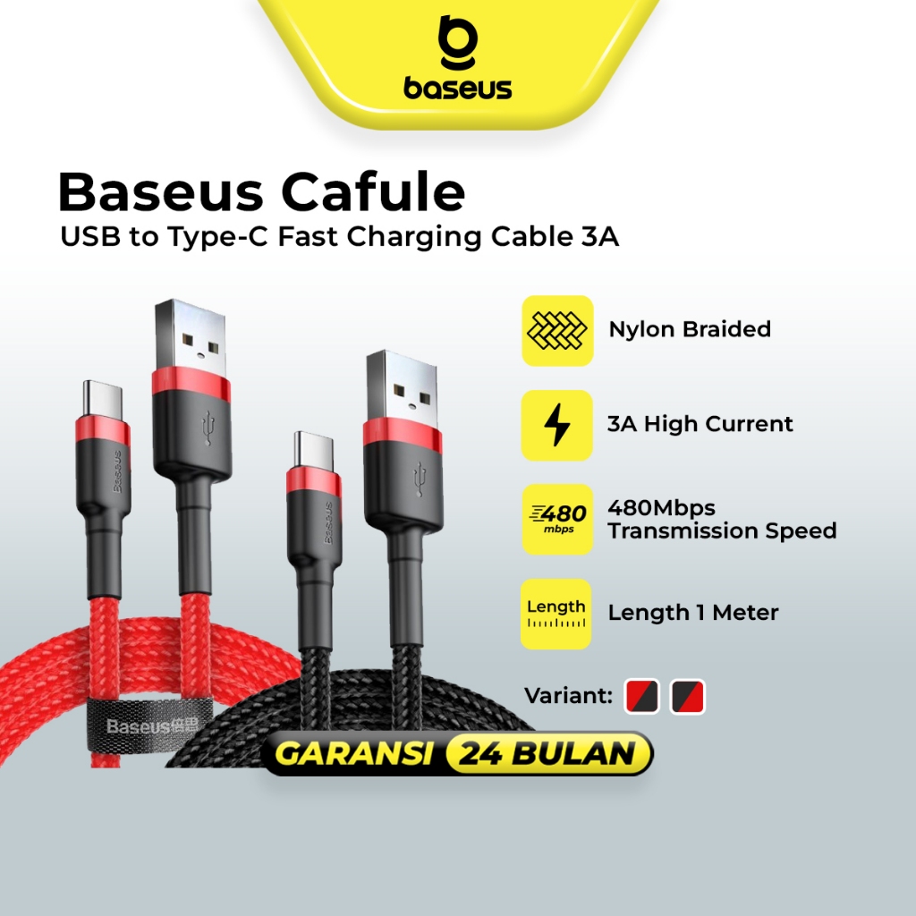 Baseus Cafule Kabel Charger USB A to Type C 1M - CATKLF-B