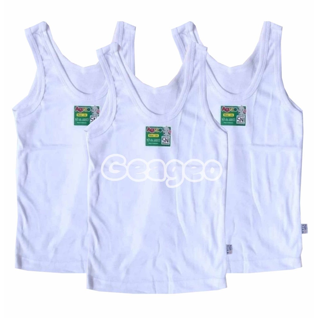 ( 6 pcs ) Singlet Agree Kids ST 04 |  Kaos Dalam Anak | Singlet Putih Polos Agree St04 - Geageo