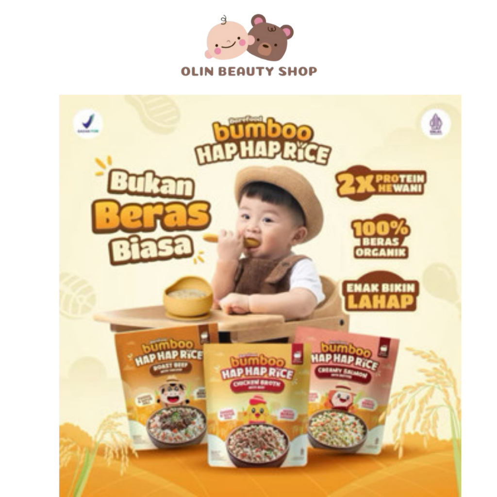 

BUMBOO Hap Hap Rice - 100% Beras Organik Tanpa Pestisida - Double Protein Hewani - Bahan Alami - Tanpa Pengawet