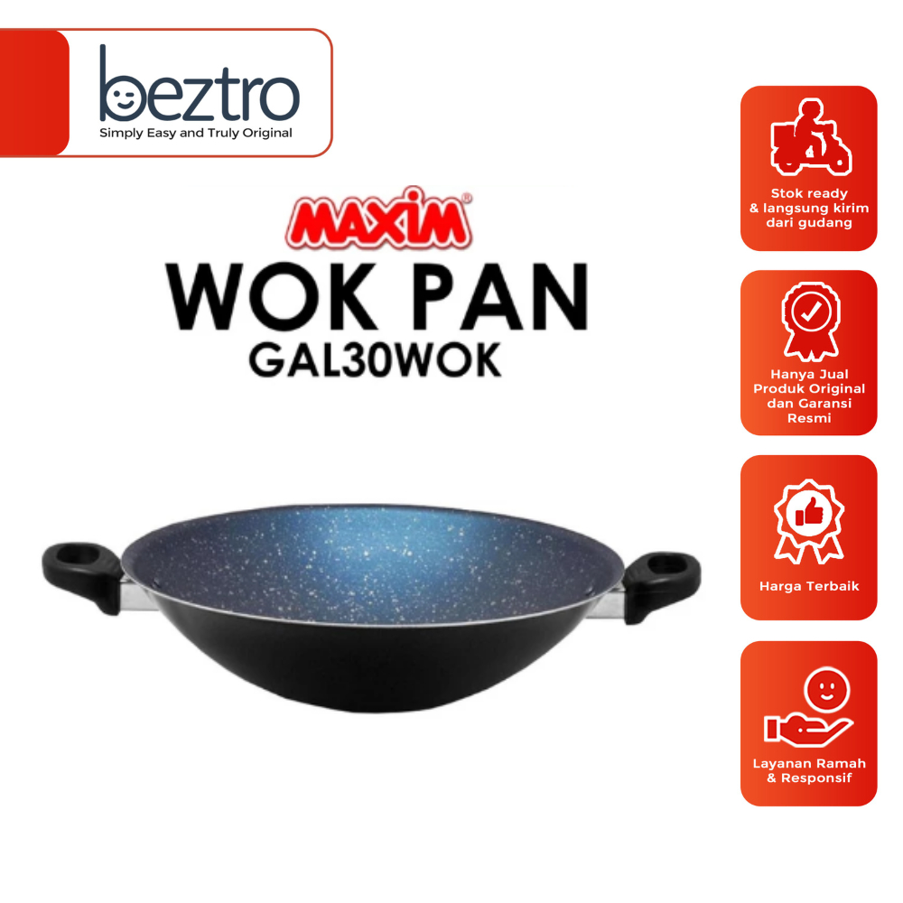 Maxim Galaxy 30 cm Wok GAL30WOK / Penggorengan / Teflon / Food Grade / Alat Masak / Dapur / Termurah