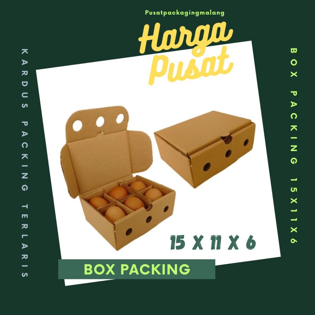 

Box telur 15x11x6 LD Kardus Telur isi 6 Packing Kotak Dus Telur Asin Tray Endog Pusat Packaging