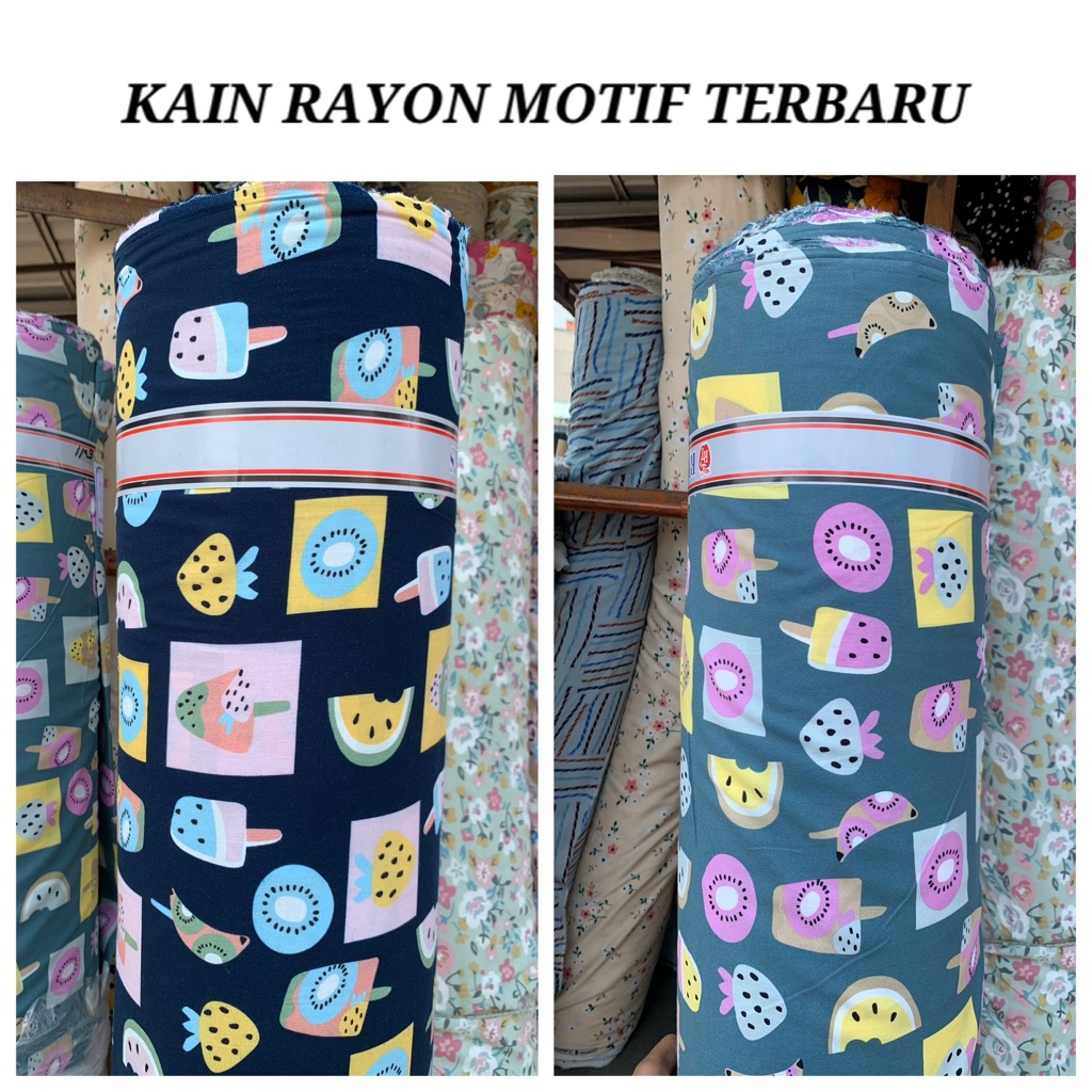 bahan kain katun rayon motif terbaru/rayon motif anak anak/rayon viscose(harga tertera 50cm)