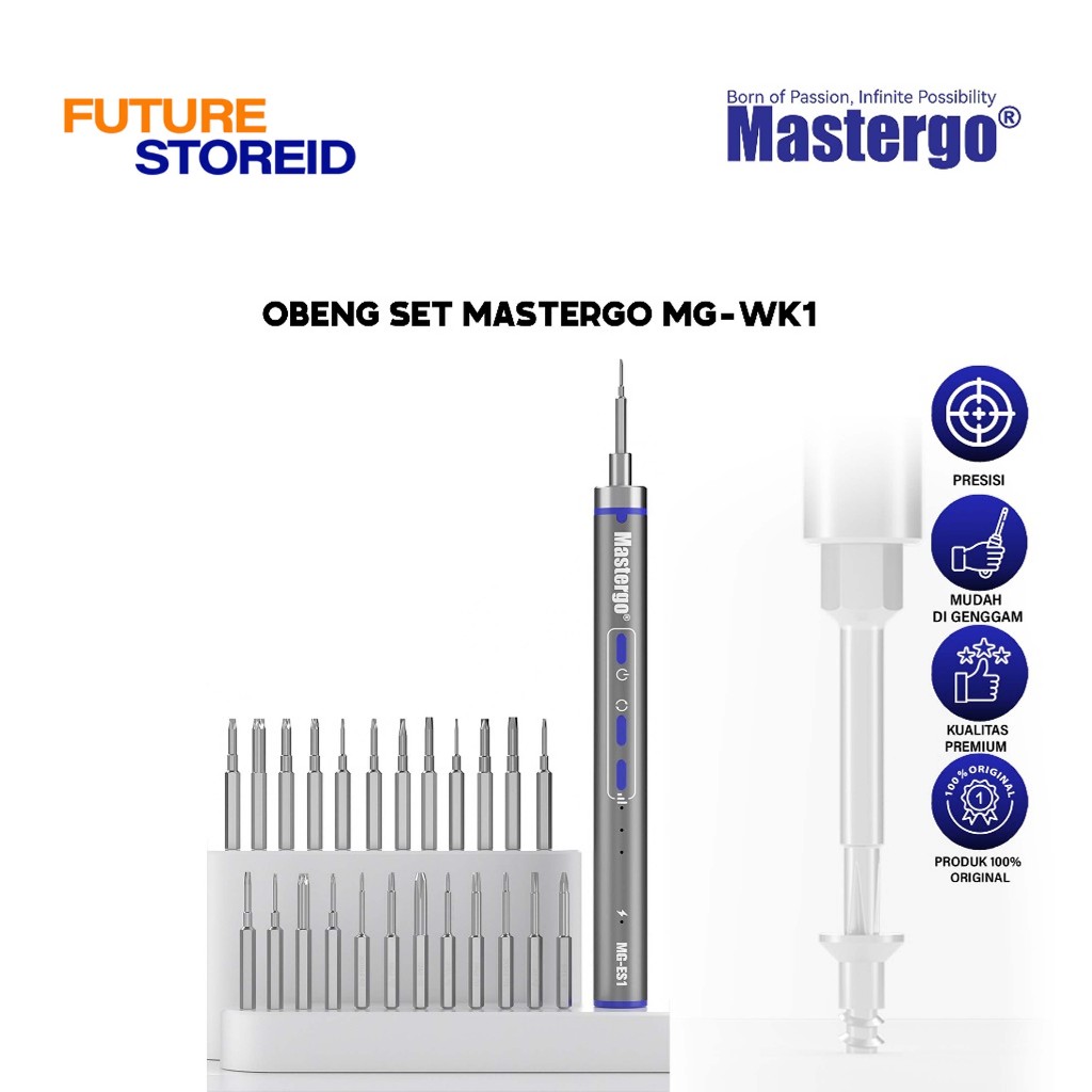 OBENG LISTRIK SET MASTERGO MG-ES1 ORIGINAL - OBENG LISTRIK SET MASTERGO  - OBENG SET LENGKAP MASTERG