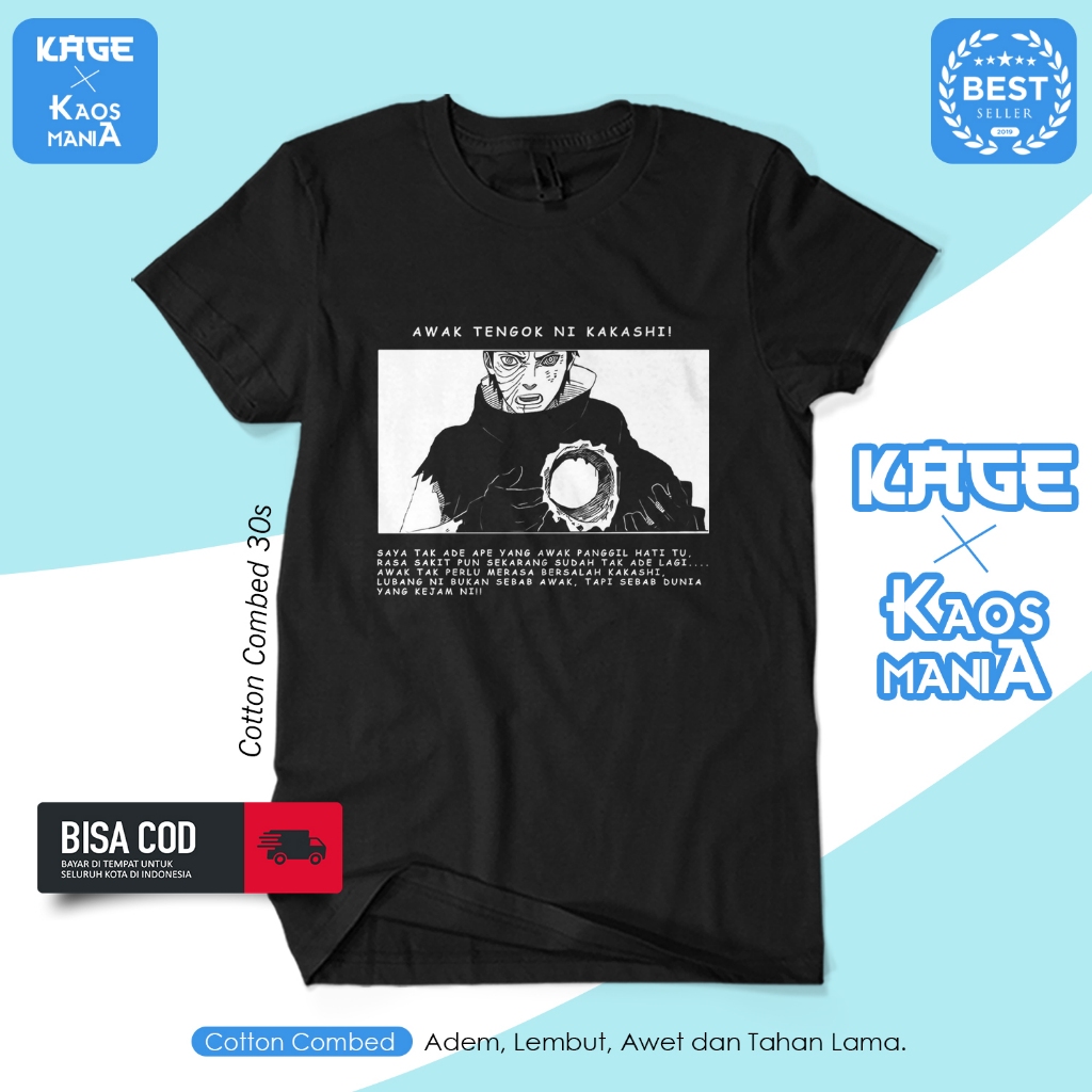 Kaos Distro Pria OBITO AWAK TENGOK NI Kaos Street Pria Distro BERGAYA STORE