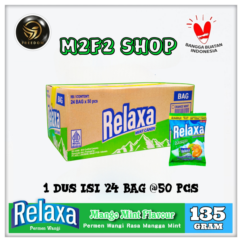 

Relaxa Mango Mint Flavor Candy | Permen Mint Rasa Mangga Wangi Segar Bag - 135 gr (Kemasan Karton)