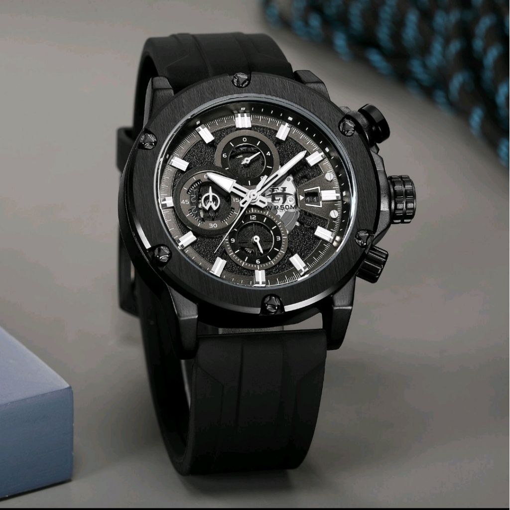 BUY 1 GET 1..JAM TANGAN PRIA ORIGINAL CHRONO AKTIF SEMUA EVANS JAYDEN 9616 RUBBER