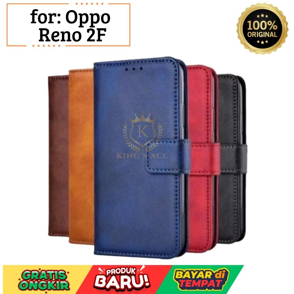 Flip Case dompet Untuk Oppo Reno 2f/Flip Case Kulit Oppo Reno 2f/Casing Dompet Case Wallet Leather F