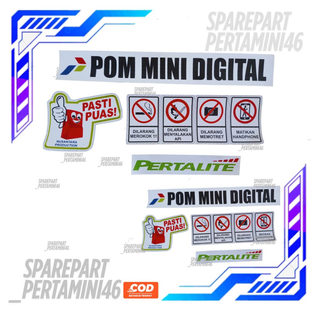 Set Stiker 1 Nozzle Pom Mini digital Pertamini Pertalite