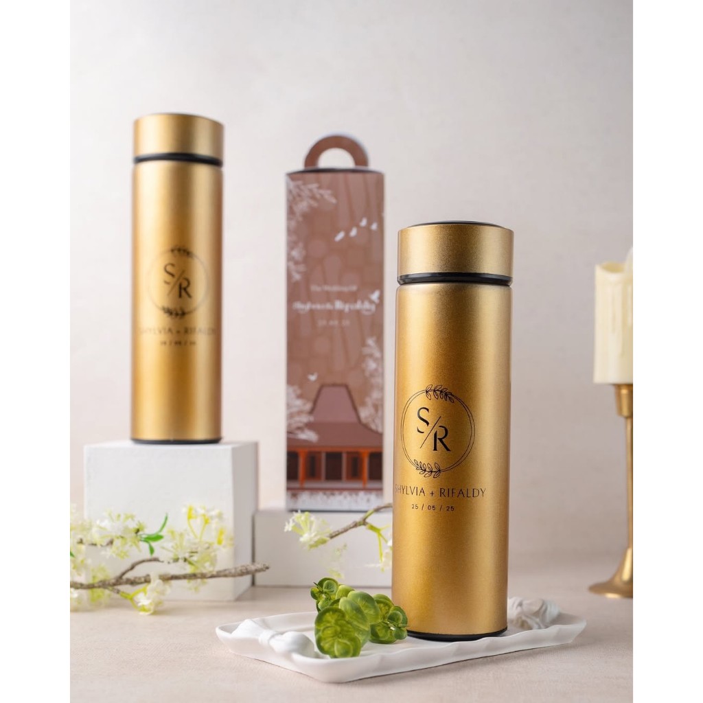 Tumbler Souvenir Pernikahan Custom Nama + Box Premium