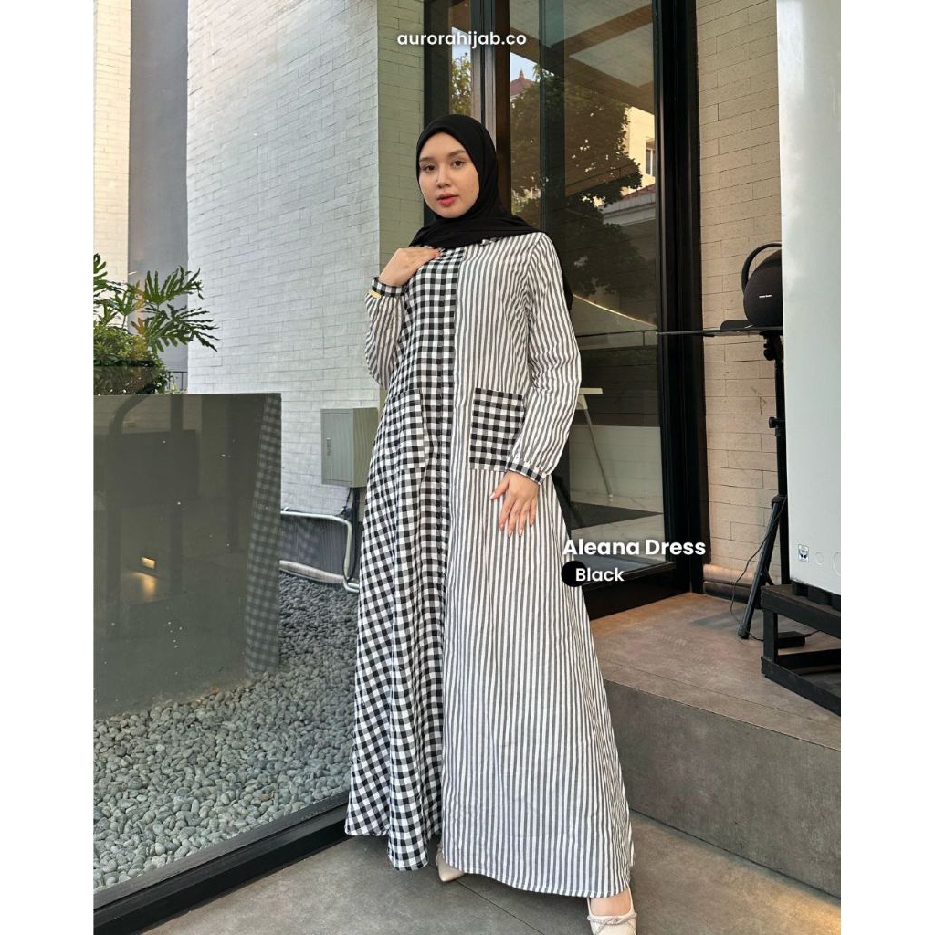 GAMIS ALEANA (GAMIS SAJA) BY AURORA HIJAB // GAMIS KATUN SYARI MOTIF KOMBINASI