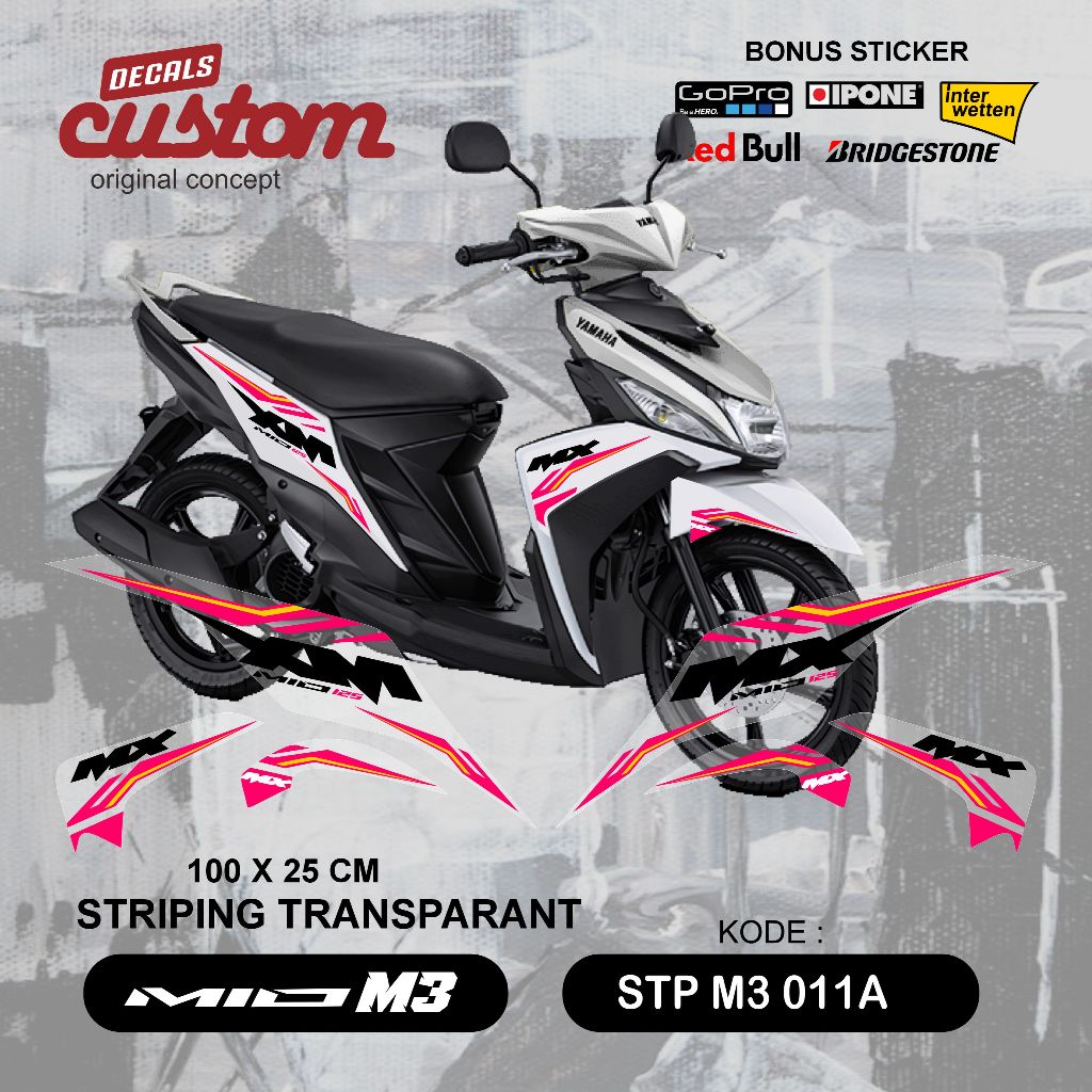 stiker motor yamaha mio m3 transparan /  striping mio m3 transparant decal