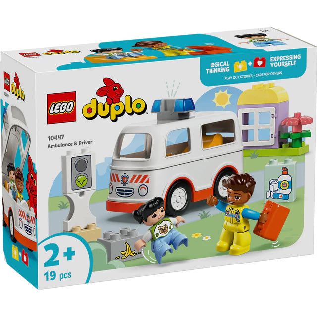 LEGO DUPLO 10447 Ambulance & Driver (19 Pieces) Building Blocks for Kids (2 Tahun+)