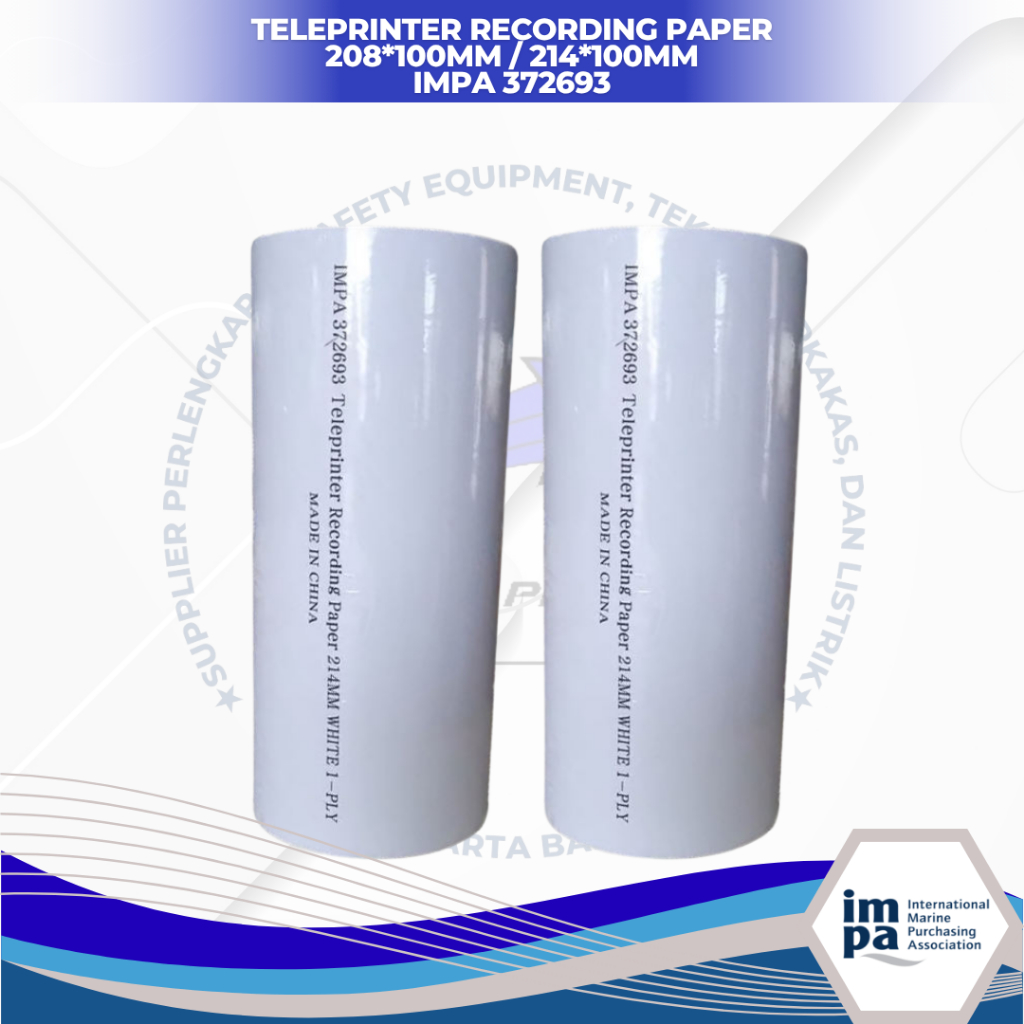 

Teleprinter Recording Paper 208x100MM 2141x00MM IMPA 372693