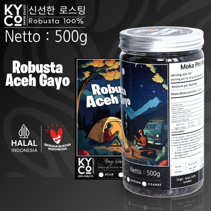 

Biji Kopi Robusta Aceh Gayo 500 gram - Espresso Beans Grade 1 | Roast Beans | Mokapot | Medium Dark Roast | Kopi Susu | Blend Kopi | Kiyowo Coffee Roastery
