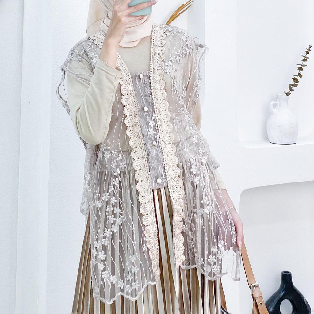 Atasan wanita outer bahan tulle bruklat cocok buat kondangan Reina Outer Ceria Shop