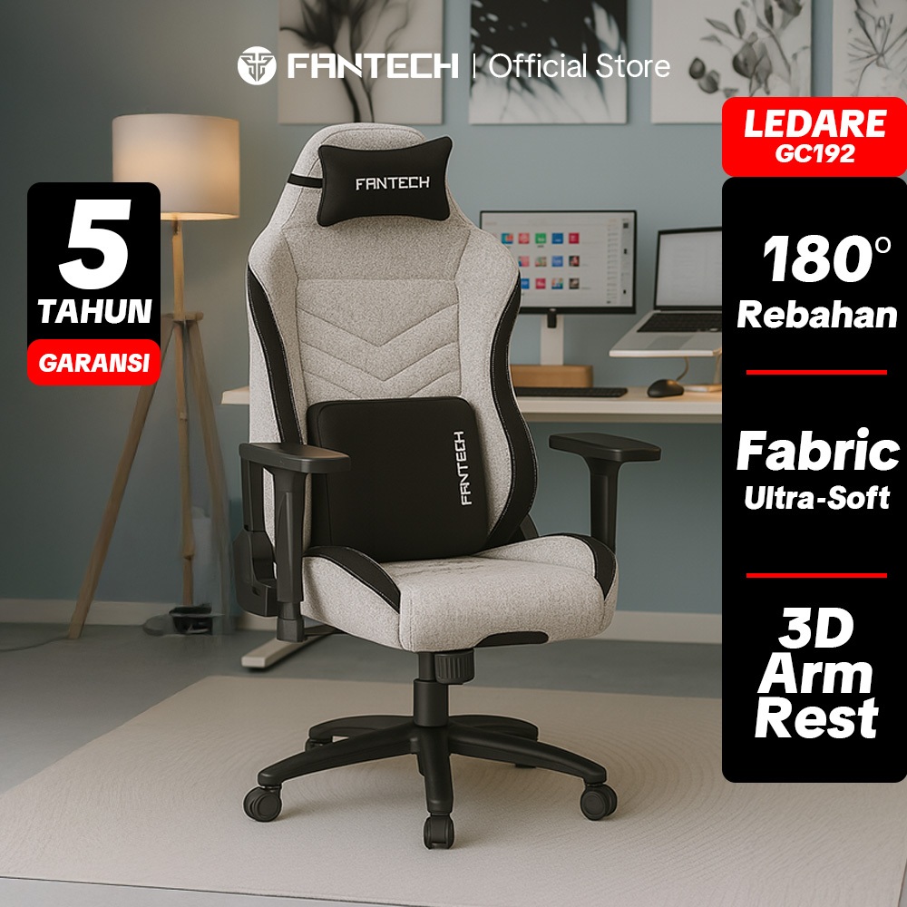 Fantech LEDARE GC192 Fabric Primastitch Grey Kursi Gaming Chair