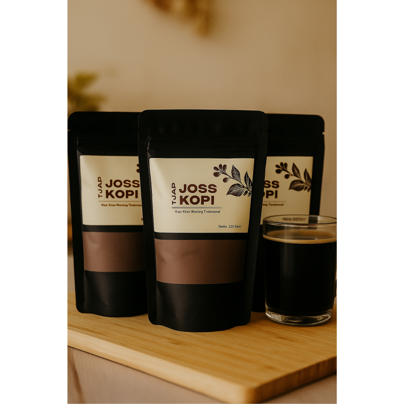

(Bonus Emas) Paket 3 Kopi Bubuk Hitam Robusta Asli Merk Tjap Joss