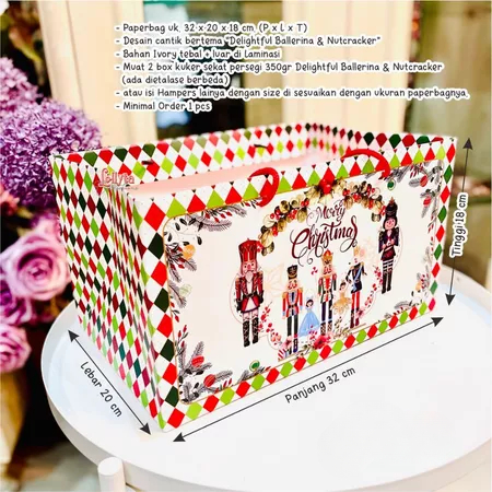 

Paperbag Natal Motif Delightful Ballerina Nutcracker Tas Hampers Christmas 32x20x18cm