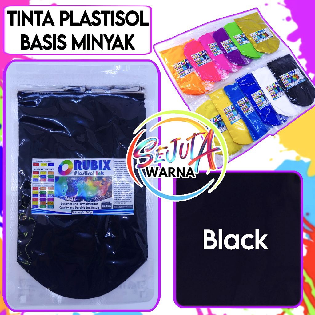 

TINTA PLASTISOL RUBIX BLACK 200GR CAT SABLON KAOS