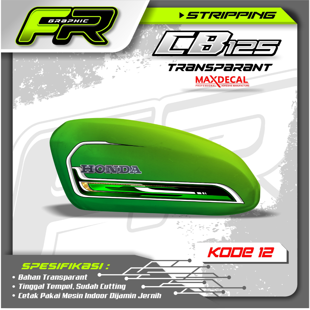 STIKER TANGKI CB POLOS CB BATIK STRIPING CB 125 CB 100 CB GLATIK  KODE 12