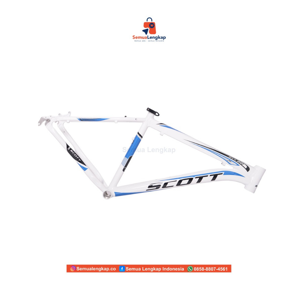 FRAME MTB SCOTT ALLOY UKURAN SIZE 26 BAN (UKURAN M) TYPE QR WARNA LIST PUTIH HITAM, HITM LIST HIJAU