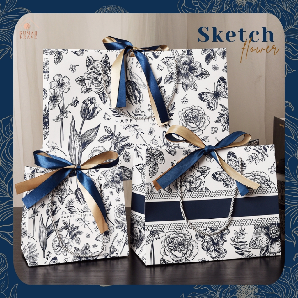

RUMAH KRAVE - Sketch Flower Paperbag Tas Kantong Kado Goodie Bag