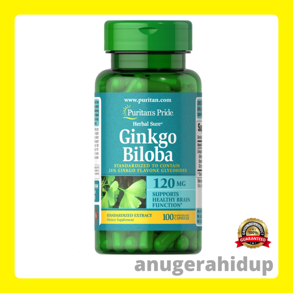 ORIGINAL Ginkgo Biloba 120 mg 100 Capsul Puritan Pride