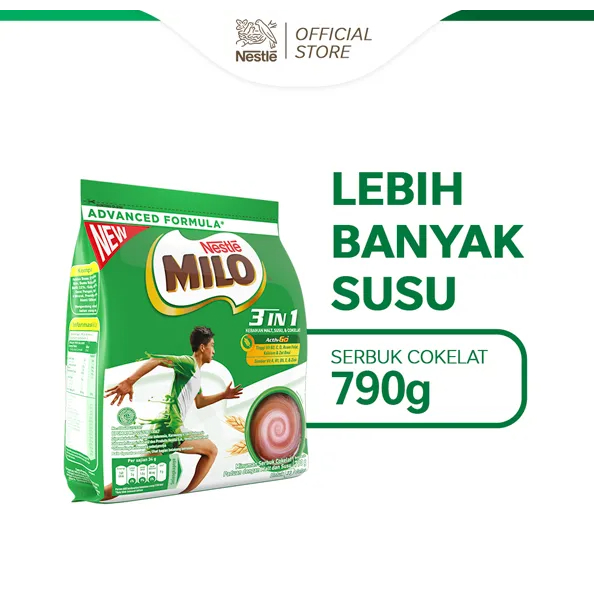 

Milo 3 IN 1 Activ Go Kemasan 790 gr - Minuman Coklat Malt Susu - Lebih Creamy