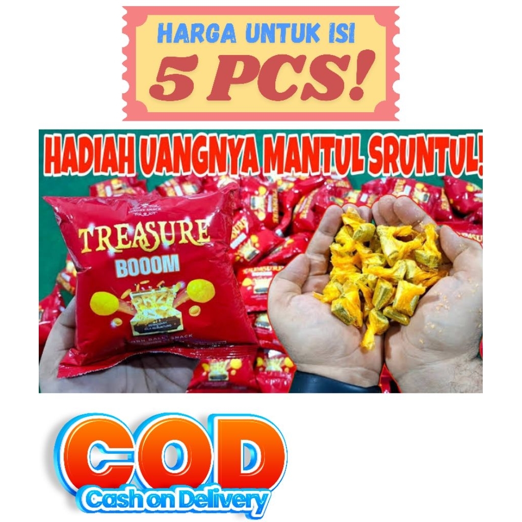 

Ciki tresure boom berhadiah uang tunai - Ciki berhadiah uang ( ISI 5 PCS )
