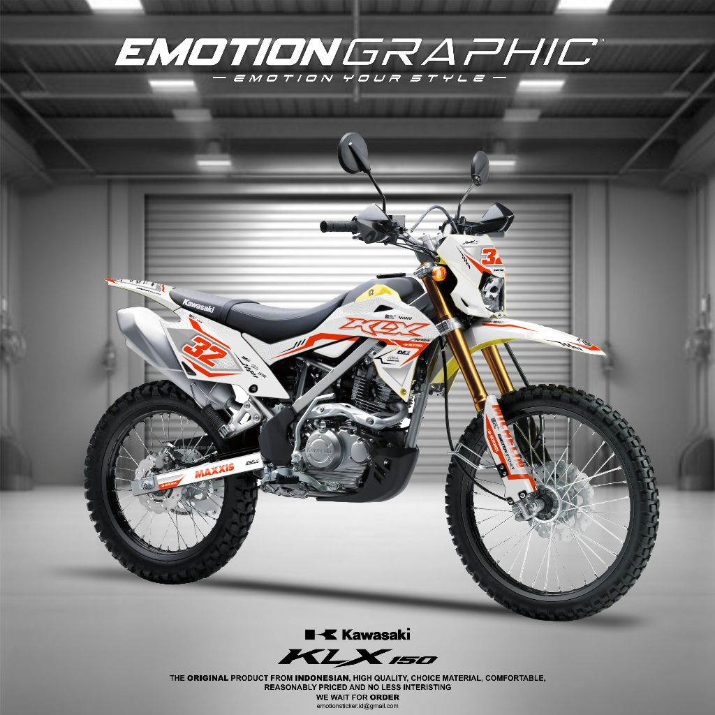 DECAL STIKER KLX - DTRACKER - WR155 - CRF - GORDON SUPERMOTO MIX ORANGE FLUO