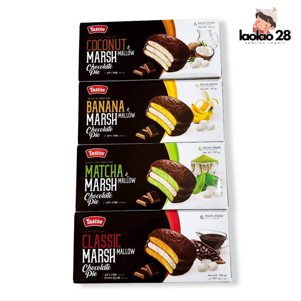 

[oddsolshop] pekanbaru/Tastee Biskuit Cokelat 6 PCS 25GR Chocolate Pie Banana Coconut Marshmallow