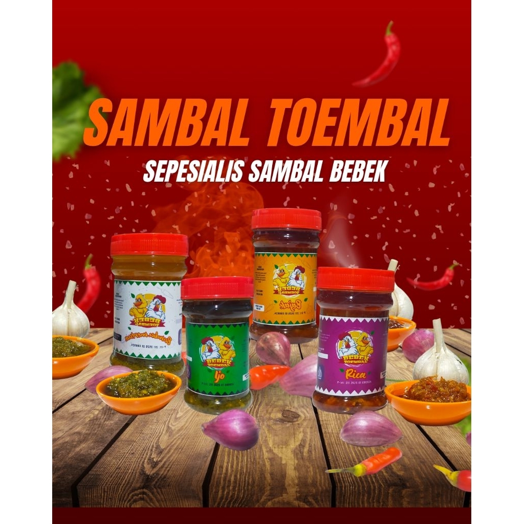 

SAMBAL TOEMBAL//sambal serbaguna//sambal ori//sambal rica//sambal bajak//samba ijo// sambal ndower// smbal kemasan// paket hemat.