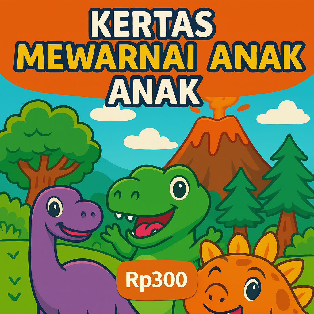 

Kertas Mewarnai Anak A5 Tema Dinosaurus Lucu Rp300 Per Lembar Minimal 10 Lembar