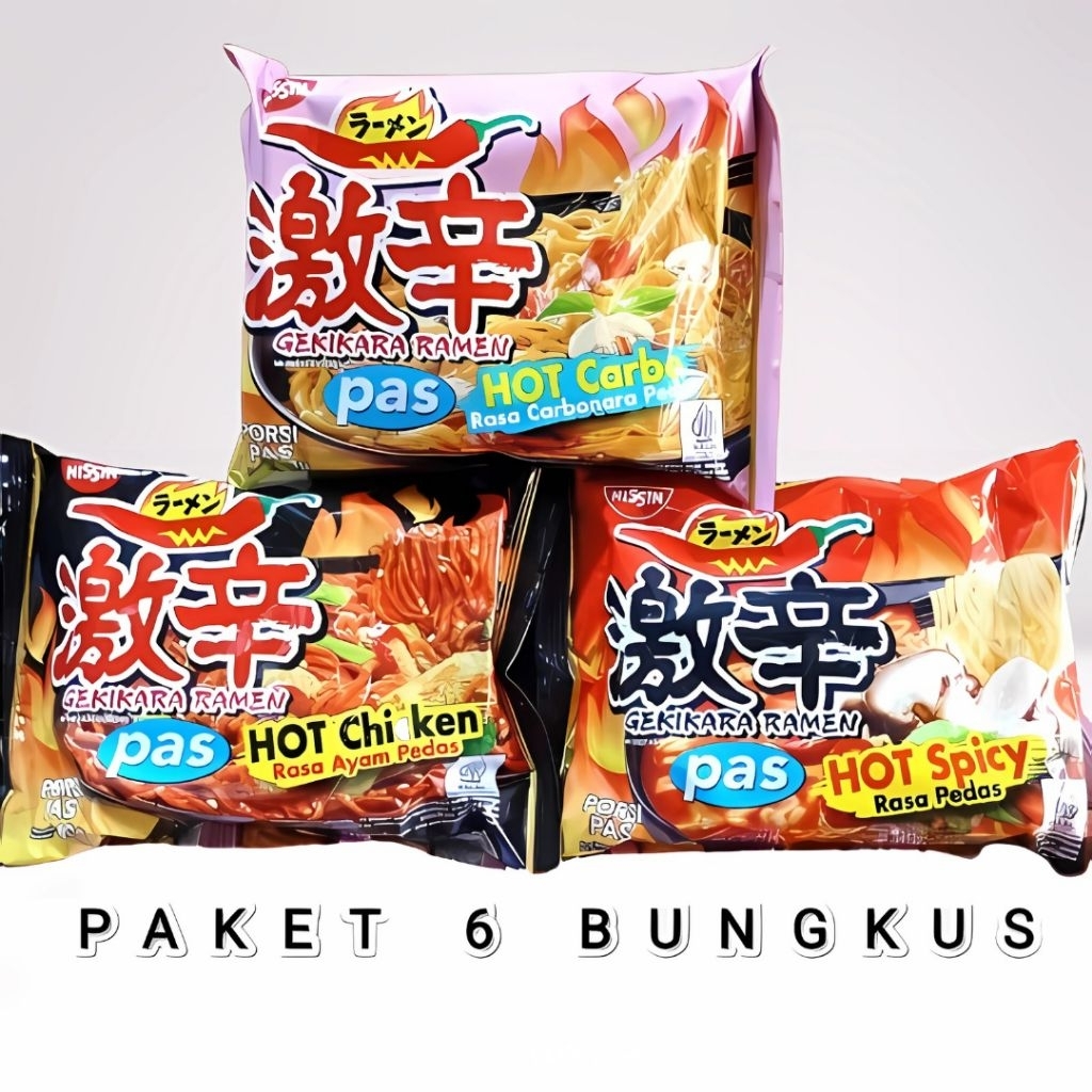 

[6 Pcs] Mie instant Ramen Nissin Gekikara Pas Halal Paket 6 Pcs
