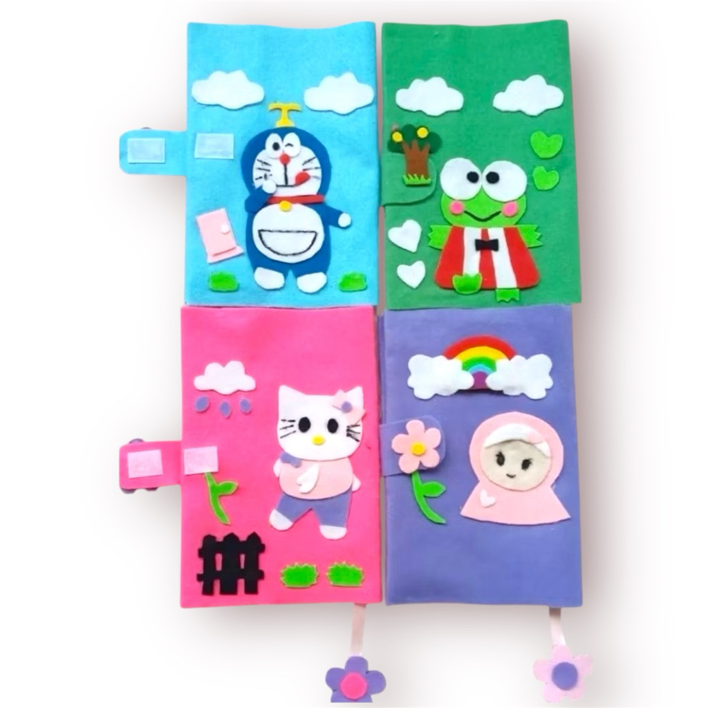 

sampul iqro bahan flanel ukuran besar 15x21cm dan ukuran kecil 11x15cm gratis nama by Rine handmade