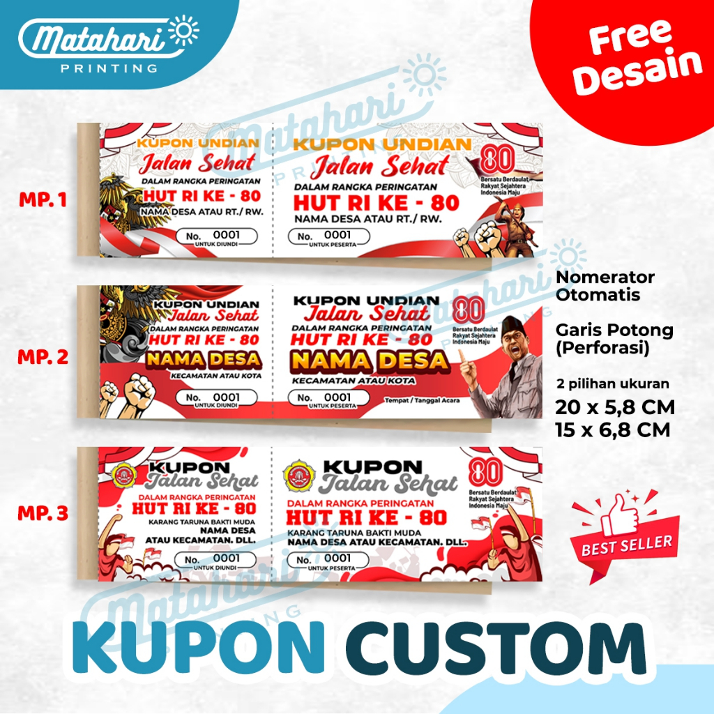 

Cetak kupon undian custom / kupon jalan sehat / karcis