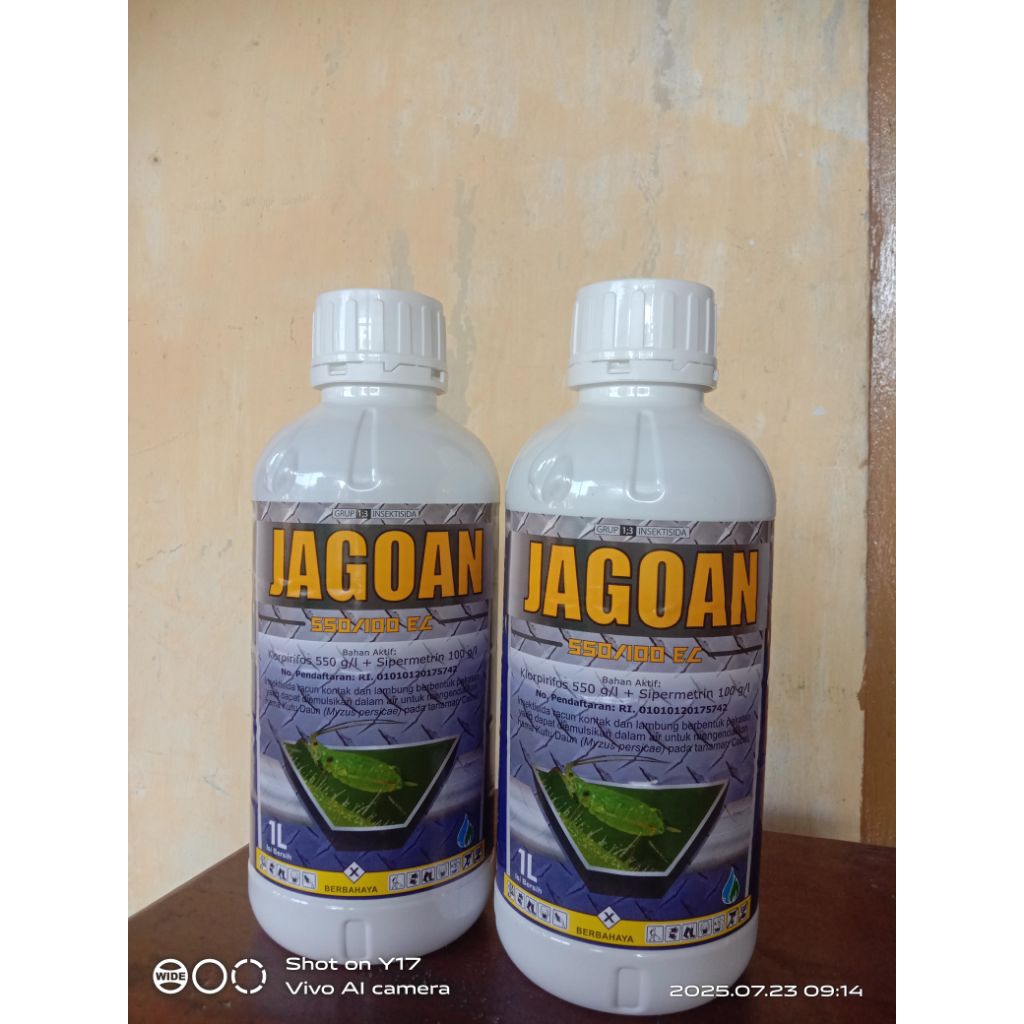 Murah 1 Liter JAGOAN 550 EC Klorpirifos Sipermetrin Pembasmi Kutu di Cabe Kaper Ulat Sundep Wereng p
