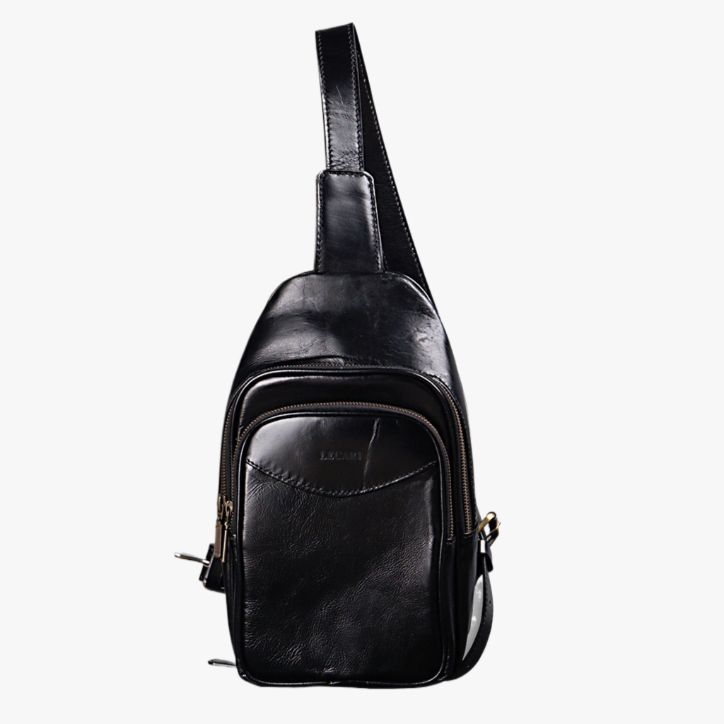 Lecari Arjun Waist Bag Pria Tas Bahu Kulit Asli