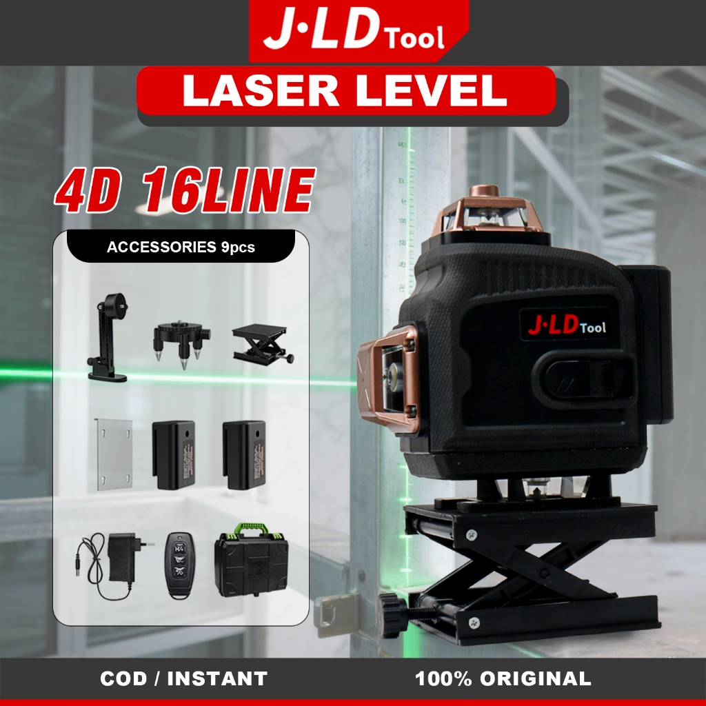 JLD Line Laser Level 16 Line 4D - Pengukur Laser Multifungsi dengan Kontrol Jarak Jauh