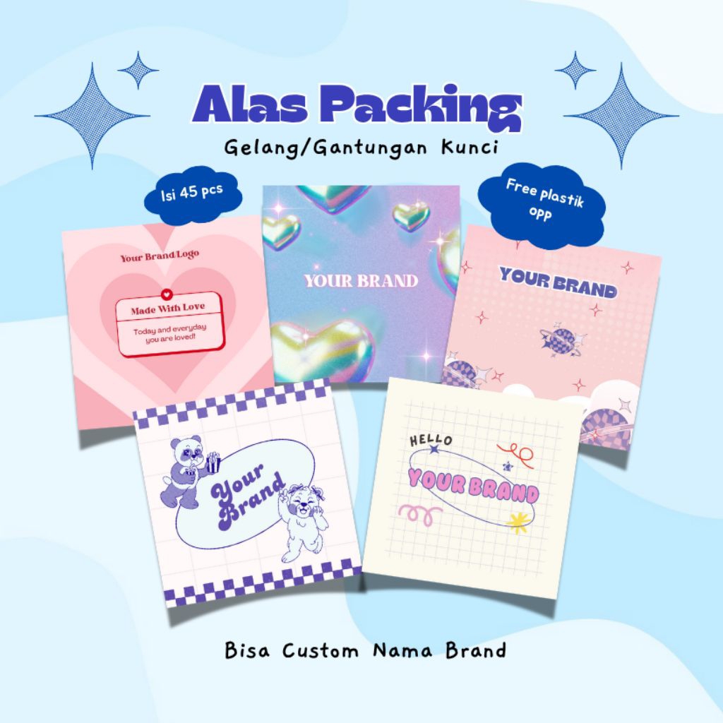 

Alas Packing Lucu Isi 45 FREE PLASTIK Bisa Custom Desain | Alas Kertas Packaging Aksesoris Gelang Gantungan Kunci Cincin