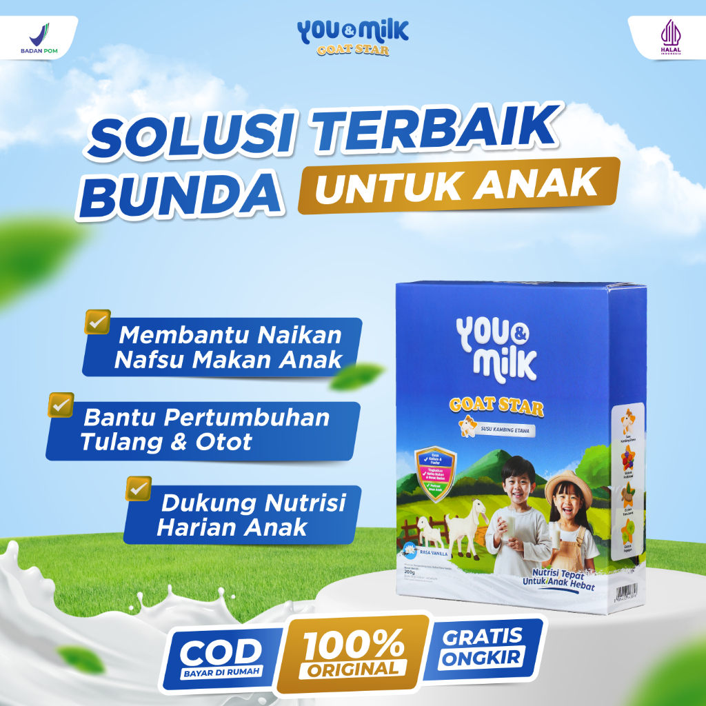 

YOU & MILK GOAT STAR Susu Anak Gemuk Badan Bantu Naikan Nafsu Makan Anak GTM Tinggi Kalsium 250gr