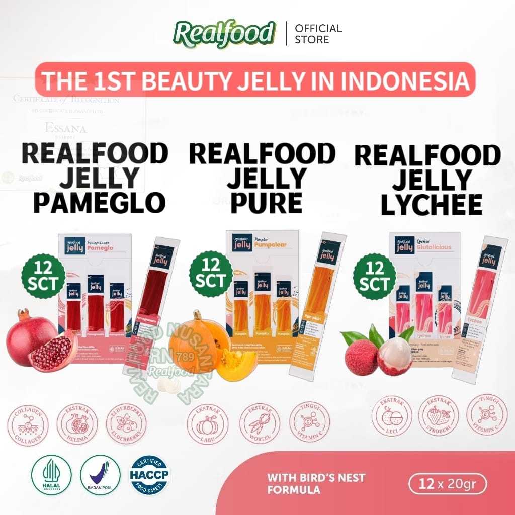 

Realfood Jelly Flawless , Leci , Pure 12 Sct ( Cemilan Sehat Dengan Formulasi Buah Dan Sarang Burung Walet ) RN789